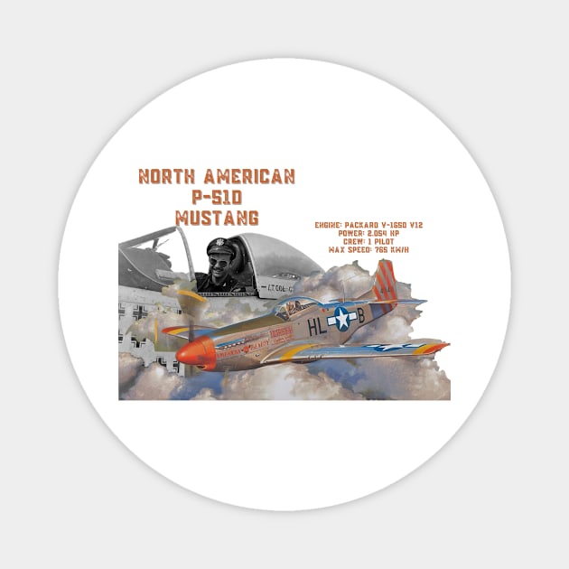 mustang p51 design Magnet by AERONAUTICA COL